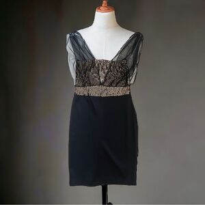 Missi London Women Girl Sexy Black Gold Sequin Wrap Midi Dress Formal Party